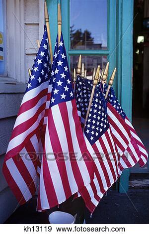 United States Flags For Sale On Shop Porch View Large Photo Image Stock Photo - United States Flags For Sale On Shop Porch . Fotosearch