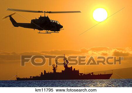 Usmc Ah-1 Sea Cobra Helicopter Flying At Sunset View Large Photo Image Stock Photography - Usmc Ah-1 Sea Cobra Helicopter Flying At Sunset. Fotosearch