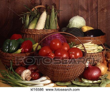 Various Baskets Of Vegetables View Large Photo Image Stock Photograph - Various Baskets Of Vegetables. Fotosearch
