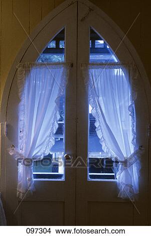 Victorian Window White Ruffled Curtains View Large Photo Image Picture - Victorian Window White Ruffled Curtains. Fotosearch
