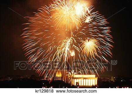 Washington Dc Fireworks Over The City View Large Photo Image Stock Photo - Washington Dc Fireworks Over The City . Fotosearch