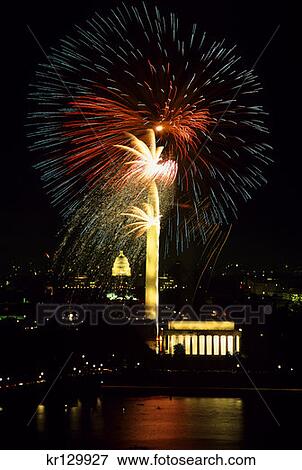 Washington Dc Fireworks Over The City View Large Photo Image Stock Photo - Washington Dc Fireworks Over The City . Fotosearch