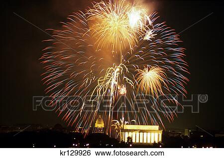 Washington Dc Fireworks Over The City View Large Photo Image Stock Photograph - Washington Dc Fireworks Over The City . Fotosearch