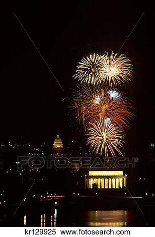 Washington Dc Fireworks Over The City View Large Photo Image Stock Photography - Washington Dc Fireworks Over The City . Fotosearch