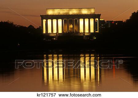 Washington, Dc Lincoln Memorial Is Seen From The Reflecting Pool At Twilight View Large Photo Image Stock Photo - Washington, Dc Lincoln Memorial Is Seen From The Reflecting Pool At Twilight. Fotosearch