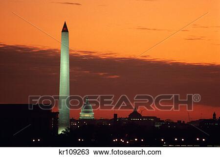 Washington, Dc Us Capitol And Washington Monument At Sunset View Large Photo Image Stock Image - Washington, Dc Us Capitol And Washington Monument At Sunset. Fotosearch