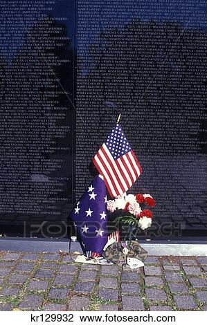 Washington Dc Us Flags And Flowers At Vietnam War Memorial View Large Photo Image Stock Image - Washington Dc Us Flags And Flowers At Vietnam War Memorial . Fotosearch