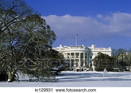 Washington Dc Wwhite House In Winter With Snow View Large Photo Image Stock Image - Washington Dc Wwhite House In Winter With Snow . Fotosearch