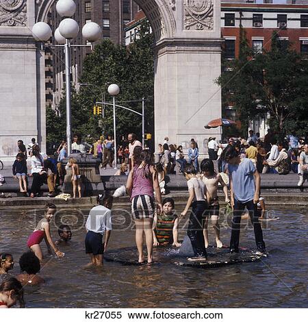 Washington Square Park Greenwich Village New York City Children Playing Water 1970 1970S View Large Photo Image Stock Photography - Washington Square Park Greenwich Village New York City Children Playing Water 1970 1970S. Fotosearch