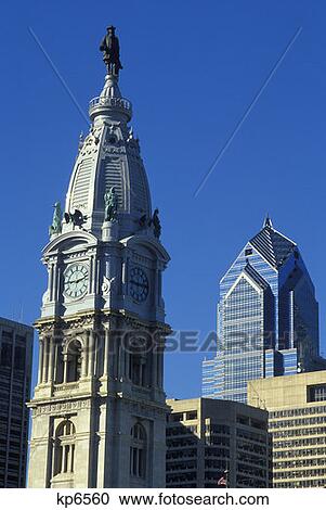 William Penn Statue On Top Of City Hall Philadelphia Pa View Large Photo Image Stock Image - William Penn Statue On Top Of City Hall Philadelphia Pa . Fotosearch