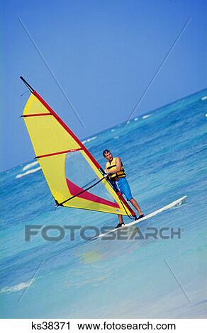 Wind Surfer Caribbean Ocean Riviera Maya, Mexico View Large Photo Image Stock Image - Wind Surfer Caribbean Ocean Riviera Maya, Mexico. Fotosearch