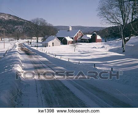 Winter Scene Road And Barn View Large Photo Image Stock Photo - Winter Scene Road And Barn. Fotosearch