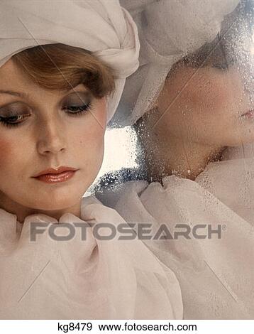Stock Photo - Woman Blonde White Clothing Fashion 1970S 1970. Fotosearch
