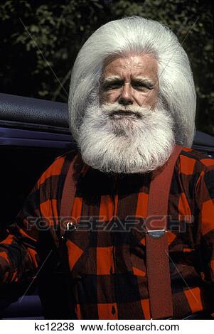 Woodsman With White Hair And Beard View Large Photo Image Stock Photo - Woodsman With White Hair And Beard . Fotosearch