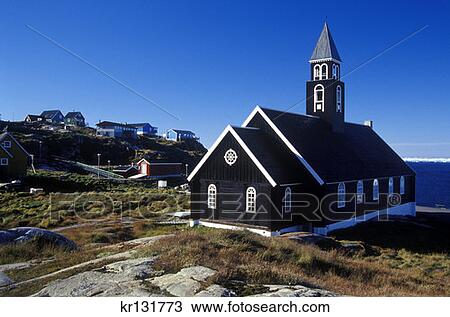 Stock Image - Zion Church Ilussat West Greenland . Fotosearch