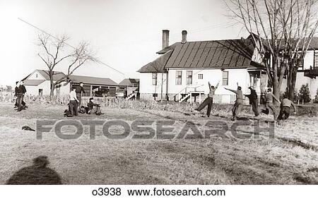 1920 1920S 1930 1930S Group Boys Play Playing Baseball Field Next To Farmhouse Farm House Sports Groups Farms View Large Photo Image Stock Photo - 1920 1920S 1930 1930S Group Boys Play Playing Baseball Field Next To Farmhouse Farm House Sports Groups Farms . Fotosearch
