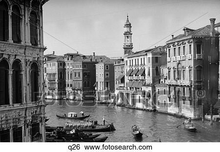 Stock Photograph - 1920S 1920 1930 1930S Grand Canal From Rialto Bridge Venice Italy . Fotosearch