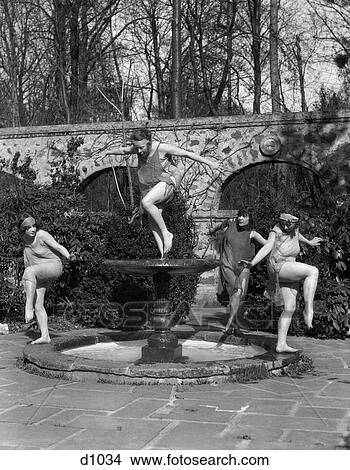 1920S Sprites Dancing In Fountain View Large Photo Image Picture - 1920S Sprites Dancing In Fountain . Fotosearch