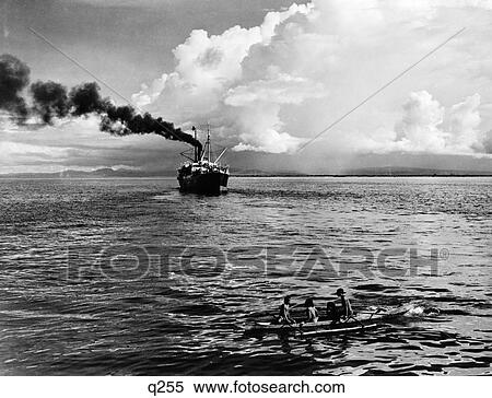 1930 1930S Group Of Native In Outrigger Canoe Near Inter Island Steam Ship Steamer Departing Islands Transportation Rrr Retro View Large Photo Image Stock Photography - 1930 1930S Group Of Native In Outrigger Canoe Near Inter Island Steam Ship Steamer Departing Islands Transportation Rrr Retro. Fotosearch