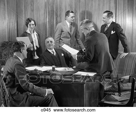 1930 1930S Meeting Men Woman Desk Conference Suit Paperwork View Large Photo Image Stock Photography - 1930 1930S Meeting Men Woman Desk Conference Suit Paperwork . Fotosearch