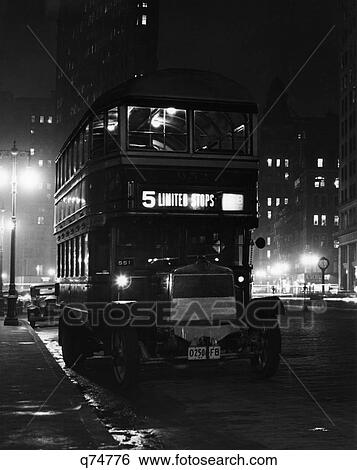 1930 1930S Retro Double Decker Bus 5Th Avenue Flatiron Building Night View Large Photo Image Stock Photograph - 1930 1930S Retro Double Decker Bus 5Th Avenue Flatiron Building Night. Fotosearch