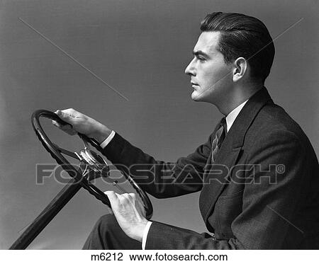 1930 1930S Retro Man Steering Wheel Car View Large Photo Image Stock Image - 1930 1930S Retro Man Steering Wheel Car . Fotosearch
