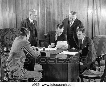 1930 1930S Retro Men Meeting Desk Business Suits Paperwork View Large Photo Image Stock Photography - 1930 1930S Retro Men Meeting Desk Business Suits Paperwork . Fotosearch
