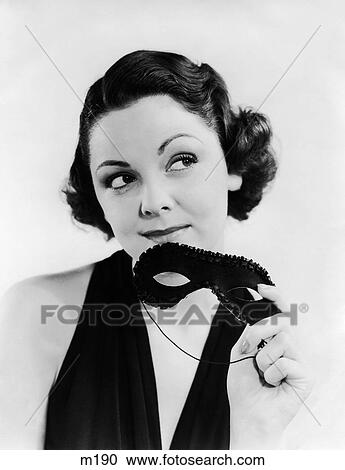 Stock Image - 1930 1930S Retro Woman Mask Portrait. Fotosearch