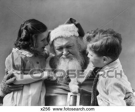 1930 1930S Santa Claus Boy Girl Telling Santa Claus What She Wants For Christmas Whispering In Ear View Large Photo Image Stock Photograph - 1930 1930S Santa Claus Boy Girl Telling Santa Claus What She Wants For Christmas Whispering In Ear. Fotosearch