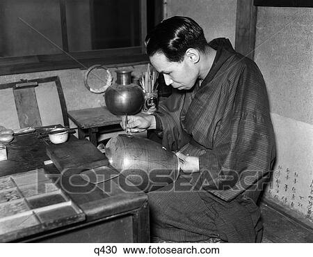 1930S 1930 Japanese Craftsman Artisan In Kimono Making Pattern On Cloisonne Vase Craft Art Crafts Arts Skilled Man Work Retro View Large Photo Image Stock Image - 1930S 1930 Japanese Craftsman Artisan In Kimono Making Pattern On Cloisonne Vase Craft Art Crafts Arts Skilled Man Work Retro. Fotosearch