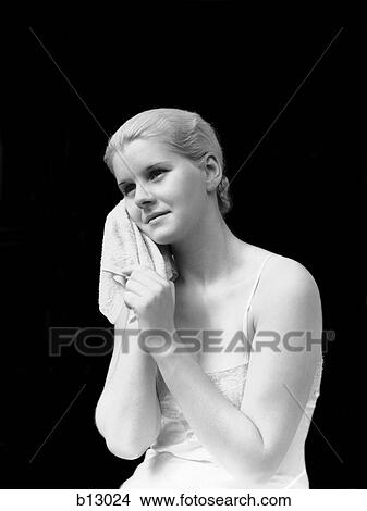 1930S Blonde Woman Washing Face With Washcloth Towel View Large Photo Image Picture - 1930S Blonde Woman Washing Face With Washcloth Towel. Fotosearch