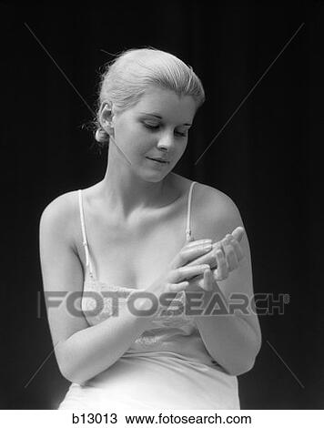 1930S Blonde Woman Wearing Slip Negligee Holding Bar Soap Moody View Large Photo Image Stock Image - 1930S Blonde Woman Wearing Slip Negligee Holding Bar Soap Moody . Fotosearch