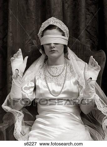 1930S Bride Wearing Blindfold View Large Photo Image Stock Photo - 1930S Bride Wearing Blindfold. Fotosearch