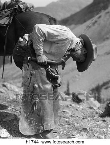 1930S Cowboy Shoeing A Horse View Large Photo Image Picture - 1930S Cowboy Shoeing A Horse . Fotosearch