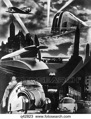 1930S Futuristic Art Decco Streamline Design Modes Transportation Car Train Plane Propellor Truck View Large Photo Image Stock Image - 1930S Futuristic Art Decco Streamline Design Modes Transportation Car Train Plane Propellor Truck . Fotosearch