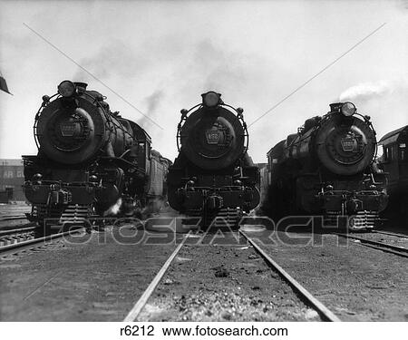 1930S Head-On Shot Of 3 Train Engines On Tracks View Large Photo Image Stock Image - 1930S Head-On Shot Of 3 Train Engines On Tracks . Fotosearch