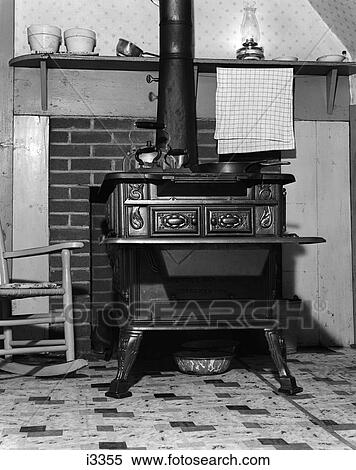 1930S Kitchen Interior Focused On Wood- Burning Stove View Large Photo Image Stock Photography - 1930S Kitchen Interior Focused On Wood- Burning Stove . Fotosearch