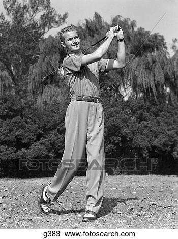 1930S Male Golfer Swinging Club View Large Photo Image Stock Image - 1930S Male Golfer Swinging Club . Fotosearch