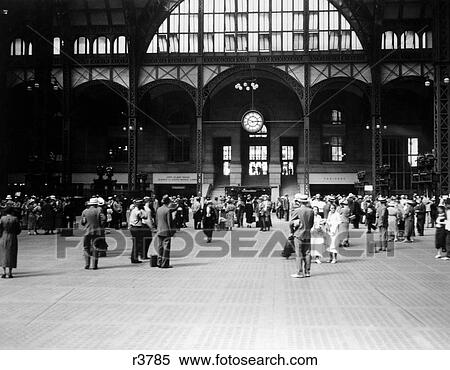 1930S Pennsylvania Penn Station New York City Railroad Station People Passengers Travelers Transportation View Large Photo Image Stock Photography - 1930S Pennsylvania Penn Station New York City Railroad Station People Passengers Travelers Transportation. Fotosearch
