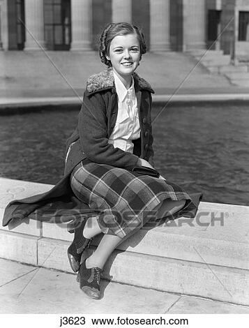 1930S Smiling Teen Girl Sitting Autumn Clothes View Large Photo Image Stock Image - 1930S Smiling Teen Girl Sitting Autumn Clothes . Fotosearch