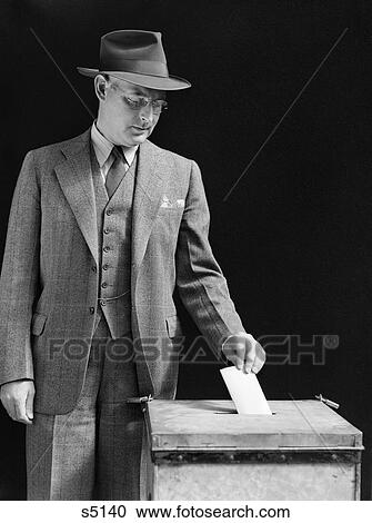 1940 1940S Man Putting Ballot In Box View Large Photo Image Stock Image - 1940 1940S Man Putting Ballot In Box . Fotosearch