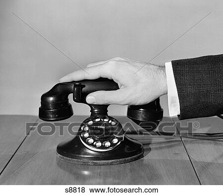 1940 1940S Man'S Hand On Telephone View Large Photo Image Stock Photo - 1940 1940S Man'S Hand On Telephone . Fotosearch