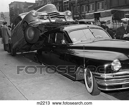 Stock Image - 1940 1940S Retro Car Accident . Fotosearch