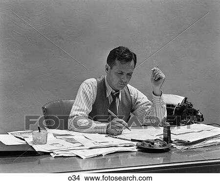 1940 1940S Retro Man Business Worry Work Paperwork View Large Photo Image Picture - 1940 1940S Retro Man Business Worry Work Paperwork . Fotosearch