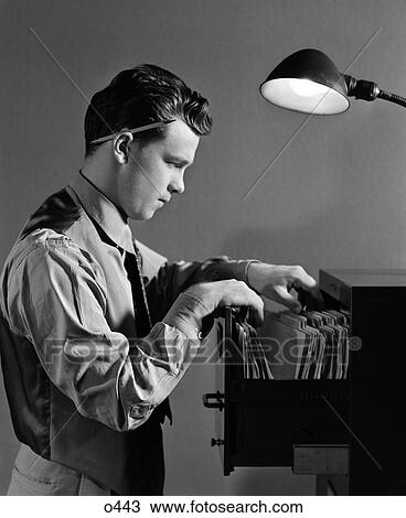 1940 1940S Retro Man File Light Pencil Records Work Business Cabinet Tie View Large Photo Image Stock Image - 1940 1940S Retro Man File Light Pencil Records Work Business Cabinet Tie . Fotosearch