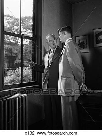 1940 1940S Retro Men Window Pointing Meeting View Large Photo Image Stock Image - 1940 1940S Retro Men Window Pointing Meeting . Fotosearch