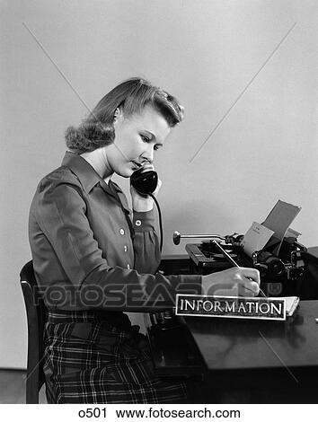 1940 1940S Retro Woman Information Desk Receptionist Telephone Answer View Large Photo Image Stock Image - 1940 1940S Retro Woman Information Desk Receptionist Telephone Answer . Fotosearch