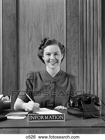 1940 1940S Retro Woman Information Desk Receptionist Telephone Appointment Pencil View Large Photo Image Stock Photograph - 1940 1940S Retro Woman Information Desk Receptionist Telephone Appointment Pencil . Fotosearch
