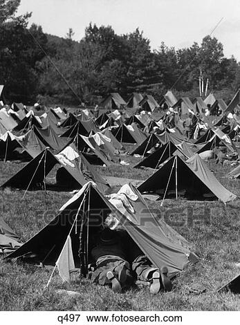 1940 1940S Retro World War Tents Soldier View Large Photo Image Stock Photo - 1940 1940S Retro World War Tents Soldier. Fotosearch
