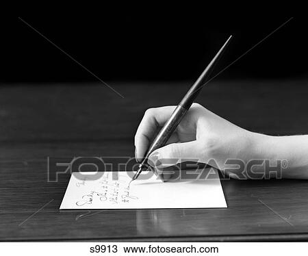 Stock Image - 1940 1940S Woman'S Hand Writing . Fotosearch
